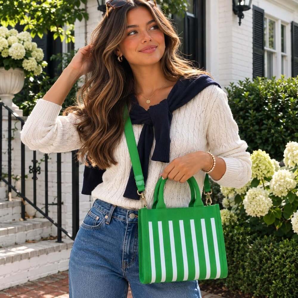 Kate Spade New York x Target Green Striped Mini Tote Crossbody Bag